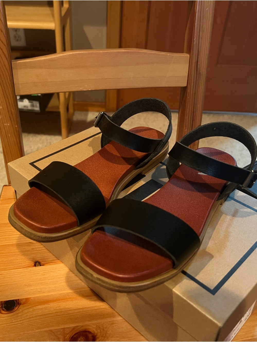 MIA Black Two-Strap Ankle Buckle Sandals KARINA FREE SHIPPING